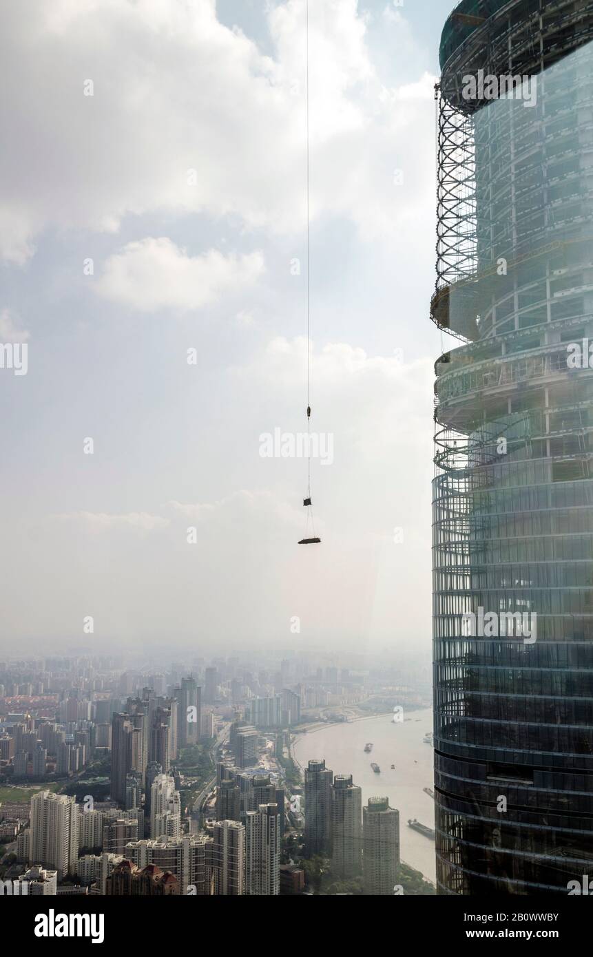 Shanghai Tower unter Konstruktion, Pudong, Shanghai, China Stockfoto