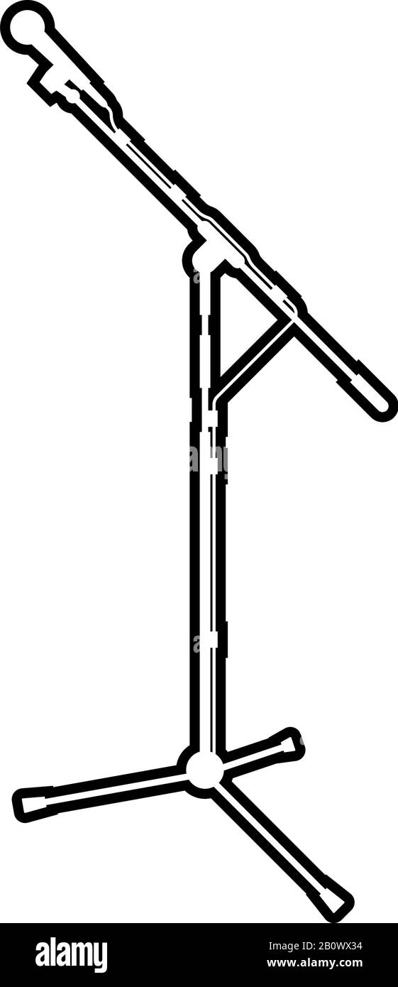 Stativmikrofon Sound Recording Equipment Racks für Mikrofone Umrisse schwarze Farbvektor-Illustration flaches, einfaches Bild Stock Vektor