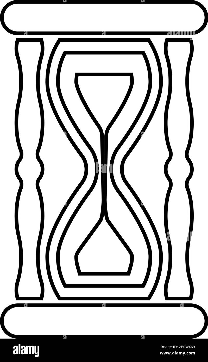 Sanduhr Sanduhr Symbol Umriss schwarze Farbe Vektor Illustration flaches Design einfaches Bild Stock Vektor