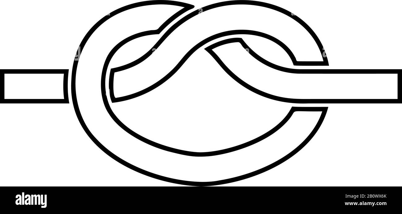 Knotenschnur geknüpfte Knotenschnur Konzept Else Symbol Umriss schwarze Farbe Vektor Illustration flaches Design einfaches Bild Stock Vektor