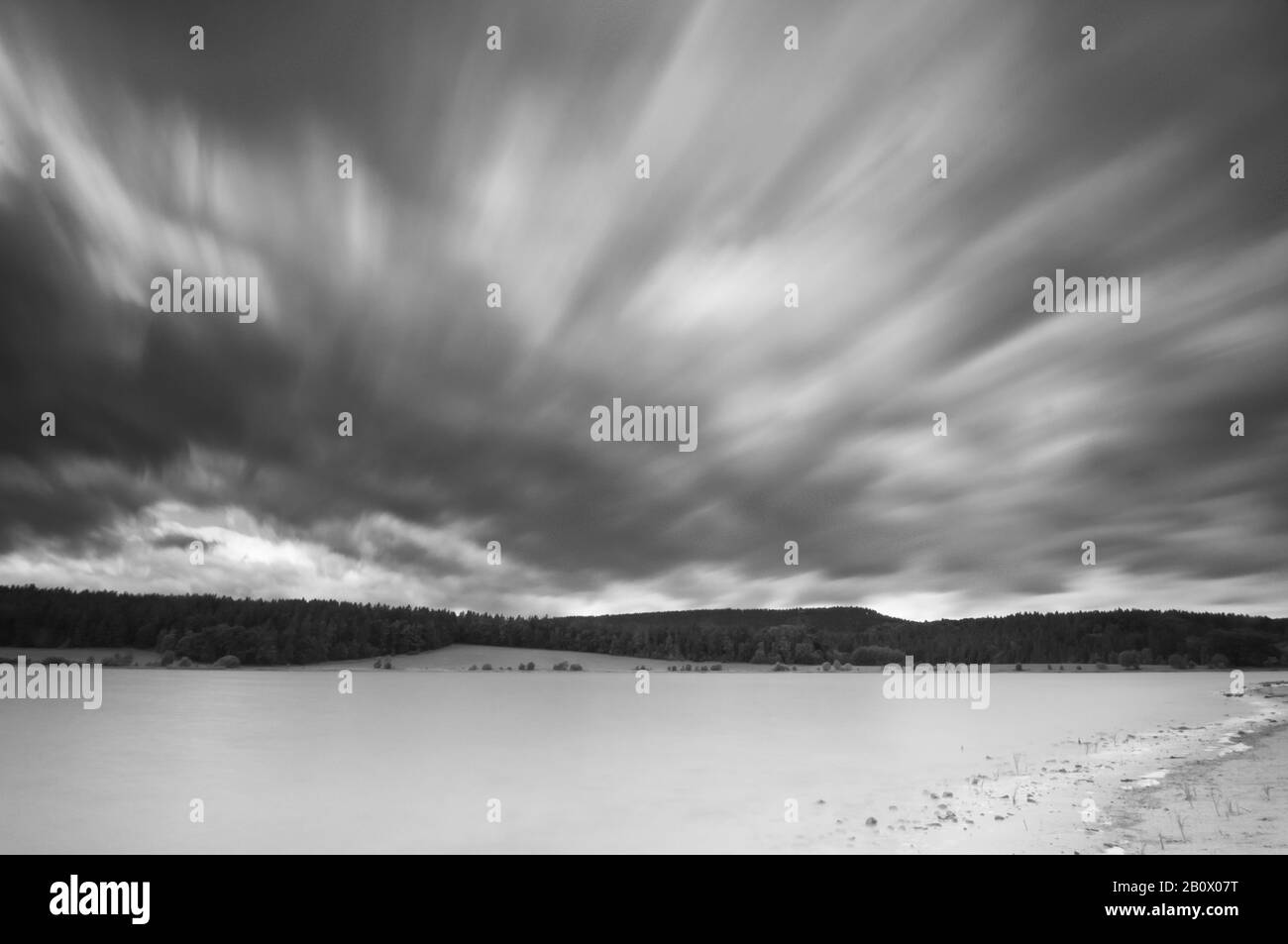 Bewölkte Stimmung am Heyda-Stausee, Thüringen, Deutschland, Stockfoto