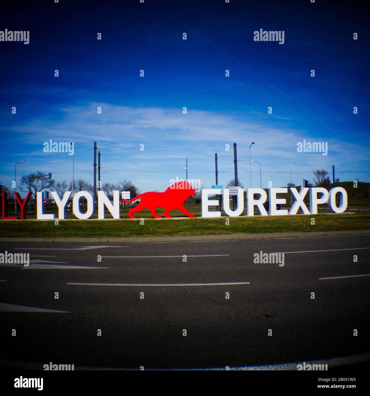 Lyon Eurexpo Schild, Holga Digitalbild, Chassieu, Frankreich Stockfoto