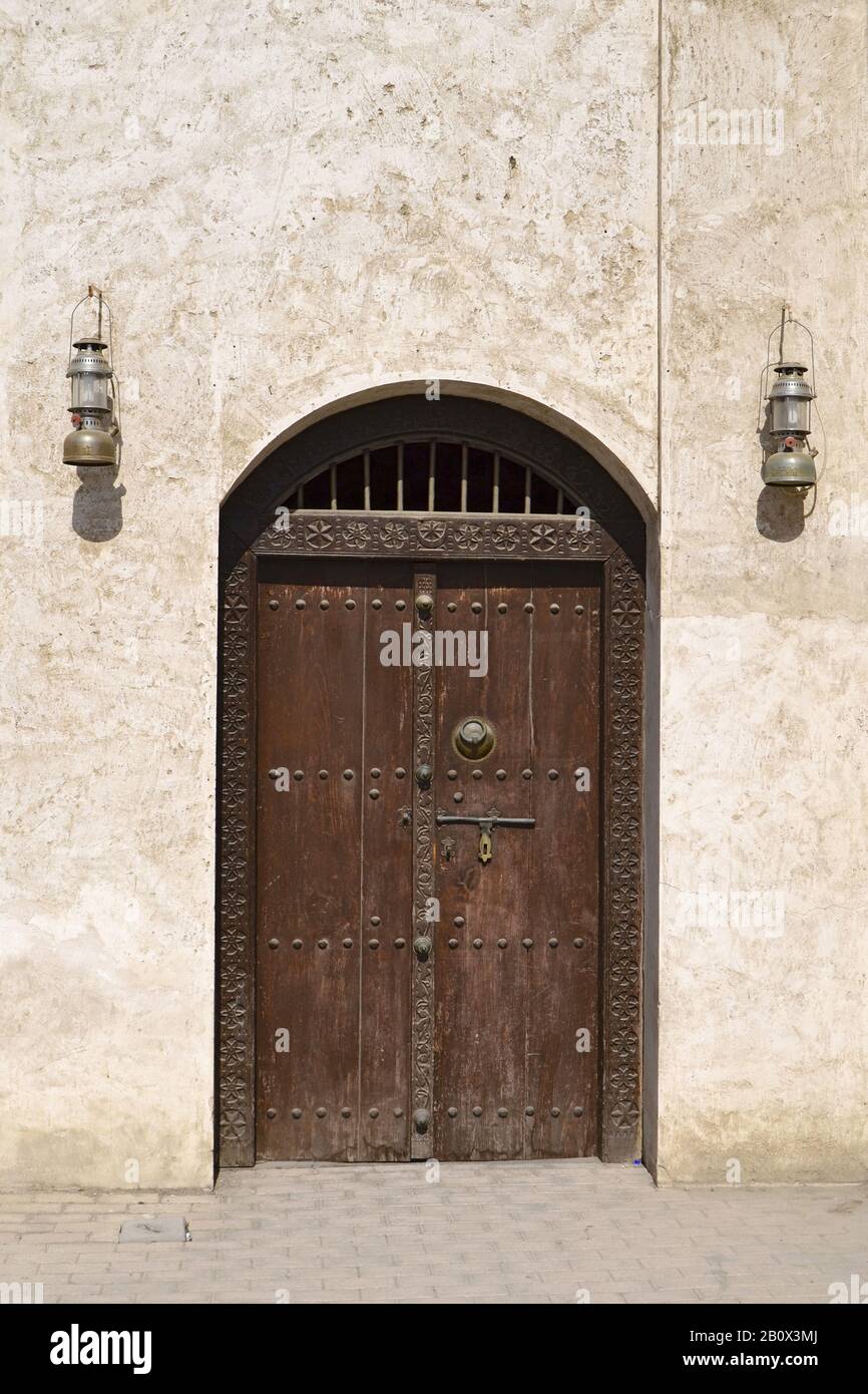 Restaurierte Häuser im Heritage Area, Al Mareija, Emirat von Schardscha, Vereinigte Arabische Emirate, Arabische Halbinsel, Naher Osten, Stockfoto