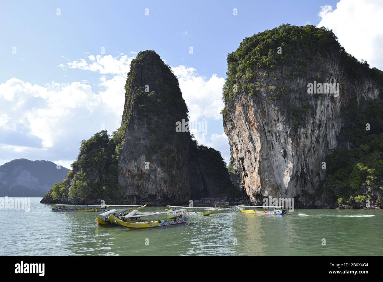 Felsen in der Pang Nga Bay, Südthailand, Südostasien, Stockfoto