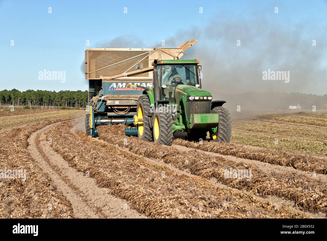 Erdnuss Ernte John Deere Traktor Ernte Invertiert Spanischen Erdnusse Stockfotografie Alamy