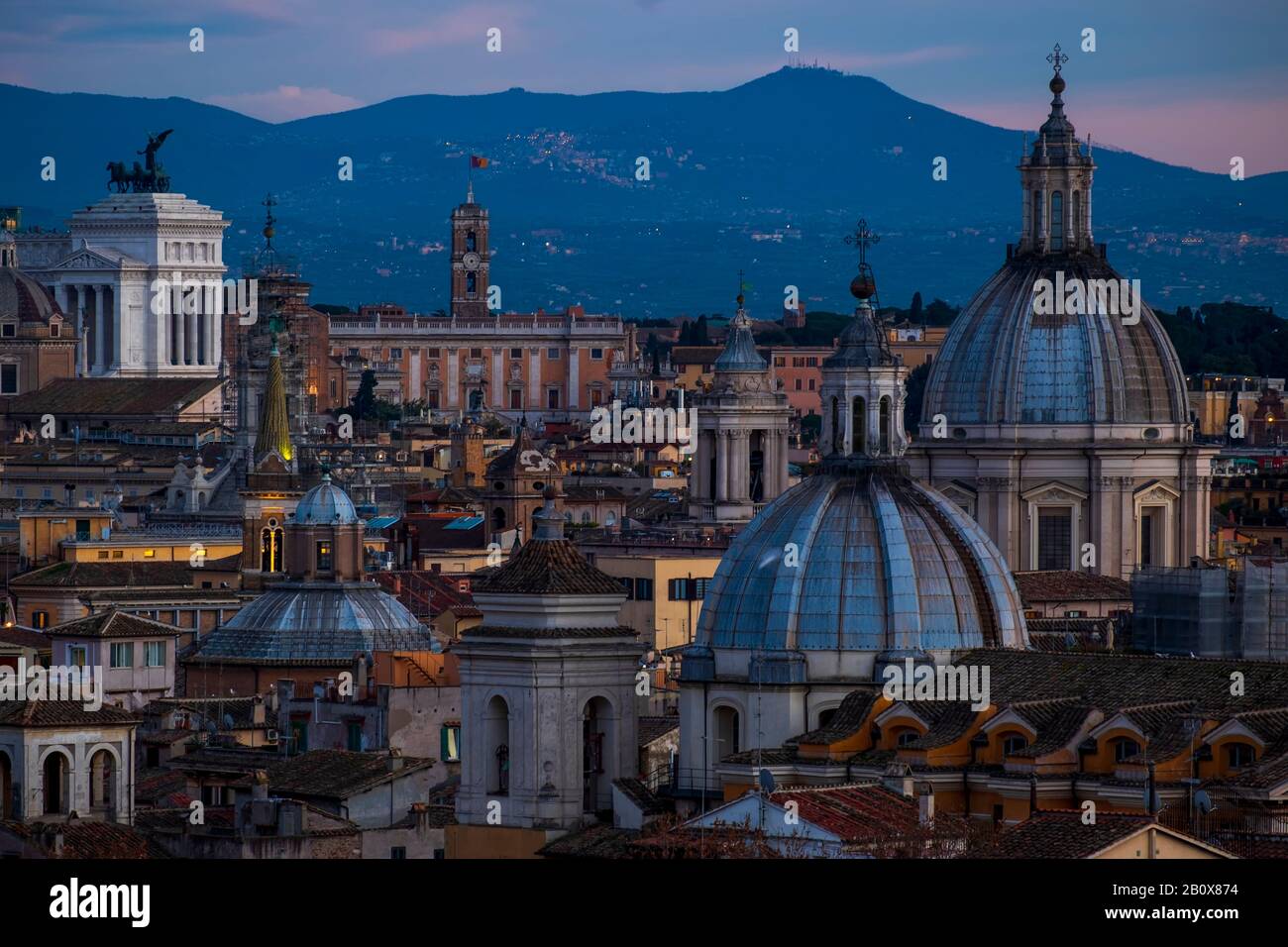 Blick auf Rom von der Engelsburg. Stockfoto