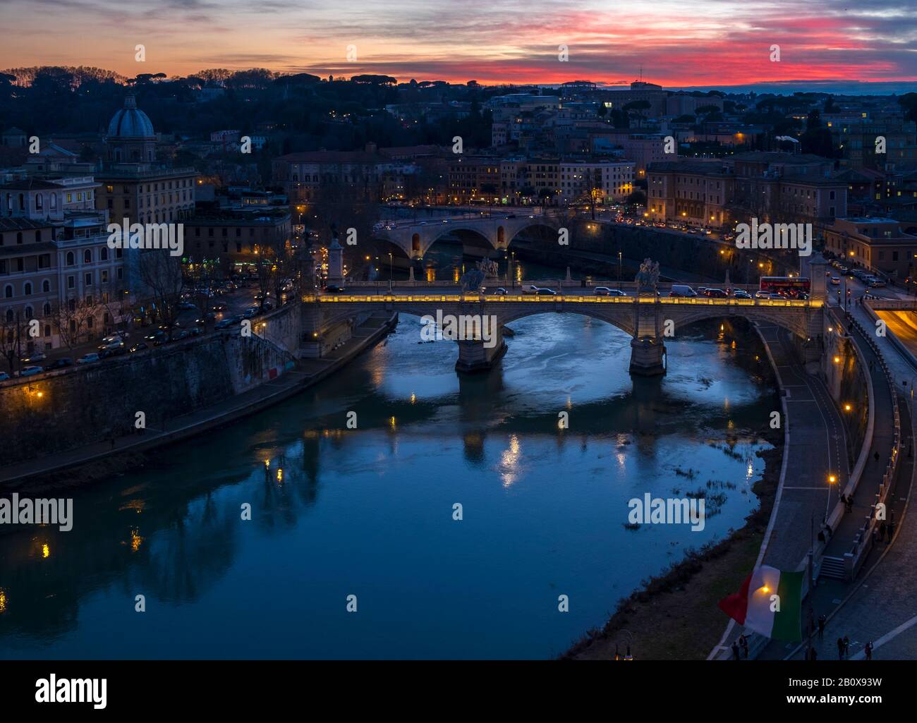 Blick auf Rom von der Engelsburg. Stockfoto