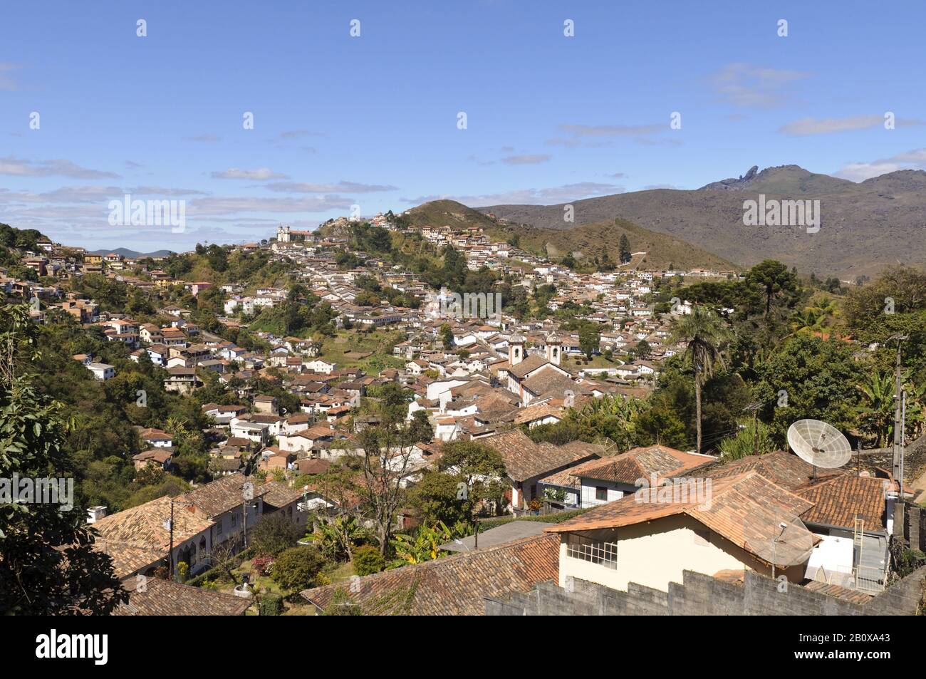 Blick über Ouro Preto, Minas Gerais, Brasilien, Südamerika, Stockfoto