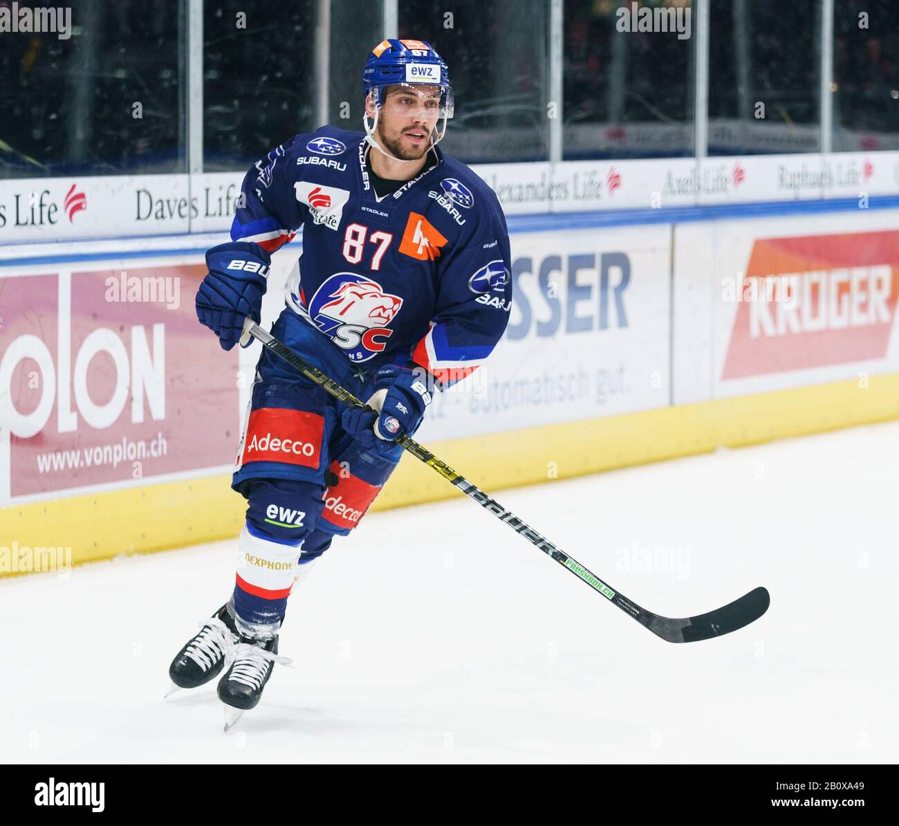 21.02.2020, Zürich, Hallenstadion, Eishockey NL: ZSC Lions - HC Ambri-Piotta, # 87 Marco Pedretti (ZSC). Stockfoto