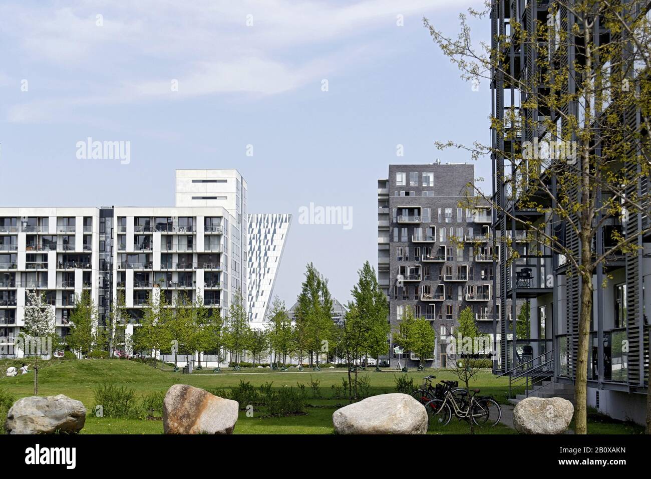 Moderne Architektur, Wohnungsbau, Örestad, Amager Island, Kopenhagen, Dänemark, Skandinavien, Stockfoto