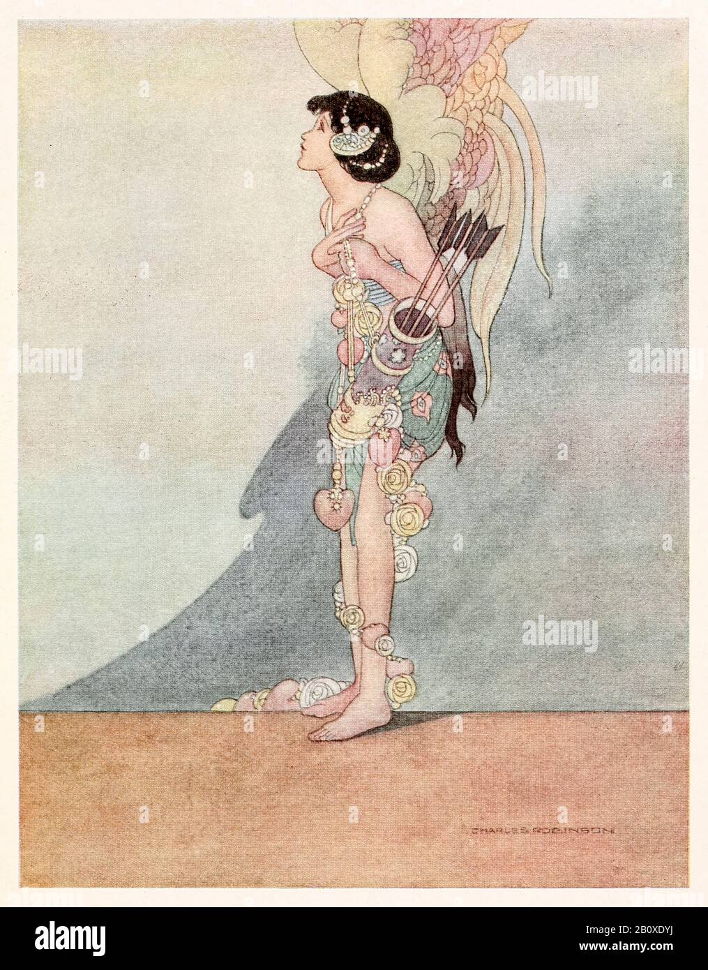 "Seine Lippen sind so süß wie Honig" aus 'The Nightingale and the Rose' in The Happy Prince and Other Tales von Oscar Wilde (1854-1900) illustriert von Charles Robinson (1870-1937). Weitere Informationen finden Sie weiter unten. Stockfoto