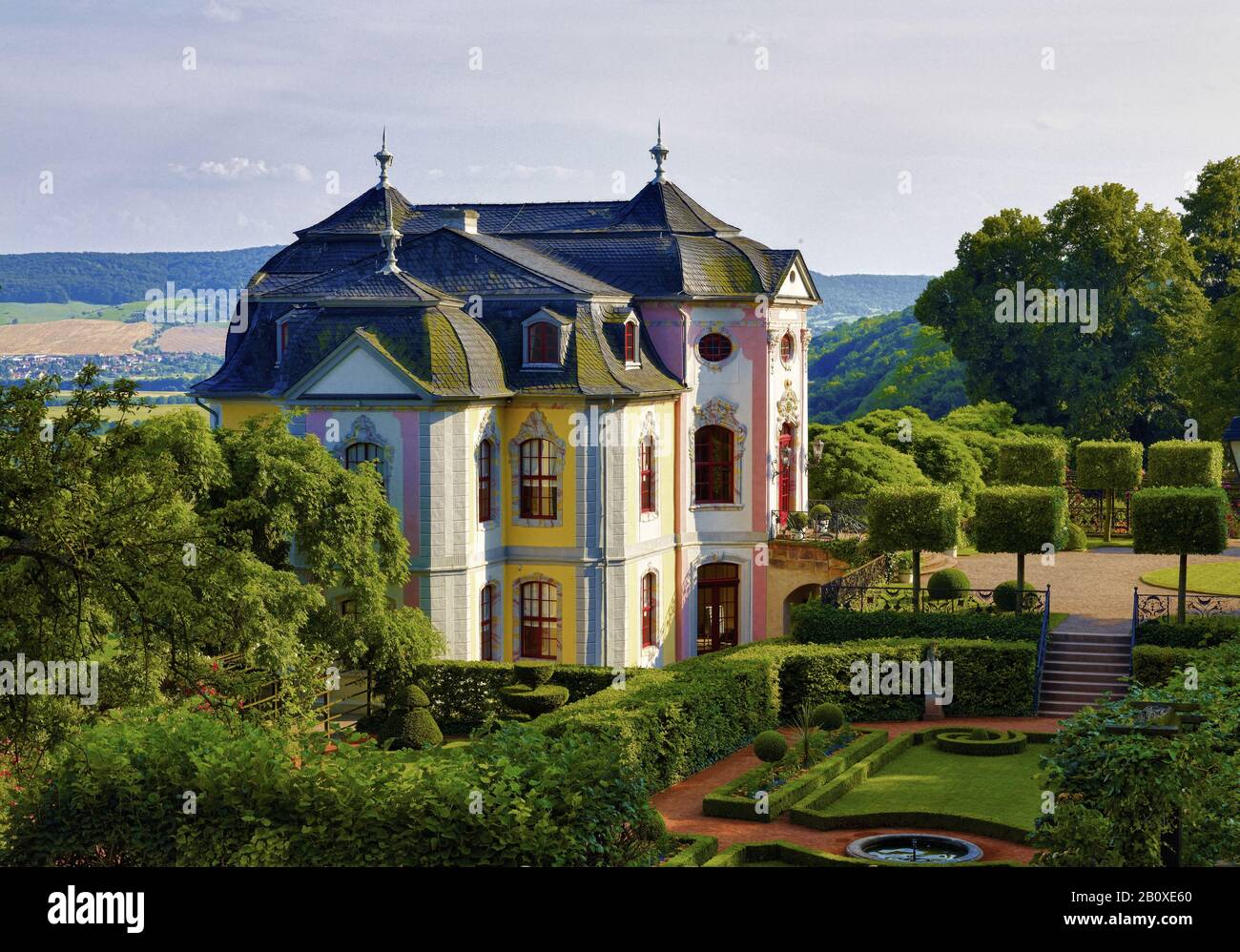 Schloss Rokoko der Dornburger Schlösser Dornburg, Thüringen, Deutschland, Stockfoto