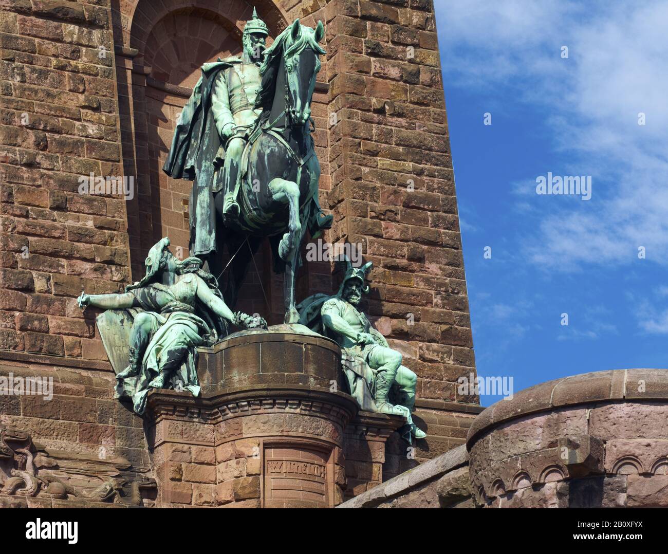 Kaiser Wilhelm I., Reiterstandbild am Kyffhäuser Denkmal, Kyffhäuser, Thüringen, Deutschland, Stockfoto