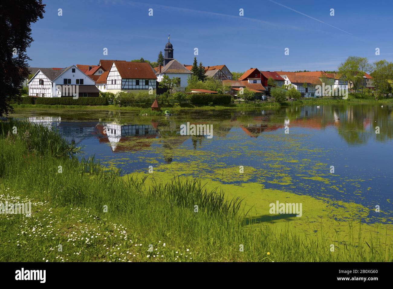 Ortszentrum von Lichtau bei Neustadt/Orla, Thüringen, Deutschland, Stockfoto