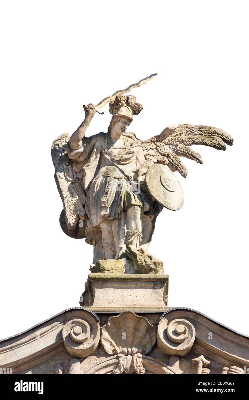 Paulinenklosterin in Polen. St. Mariä Zuflucht in Tschenstochau. Wichtiger Pilgerort in Polen. Jasna Gora. Skulptur des Heiligen Michael Stockfoto