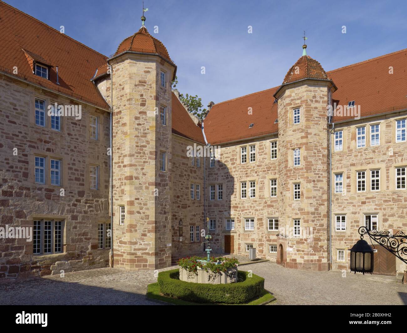 Hof des Eschweger Landgrafenschlosses, Werra-Meißner-Kreis, Hessen, Deutschland, Stockfoto