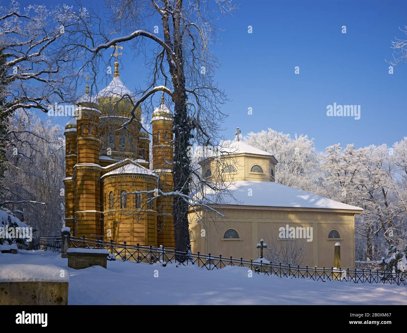 Russisch-orthodoxe Kapelle und Fürstliche Krypta auf dem historischen Friedhof Weimar, Thüringen, Deutschland, Stockfoto