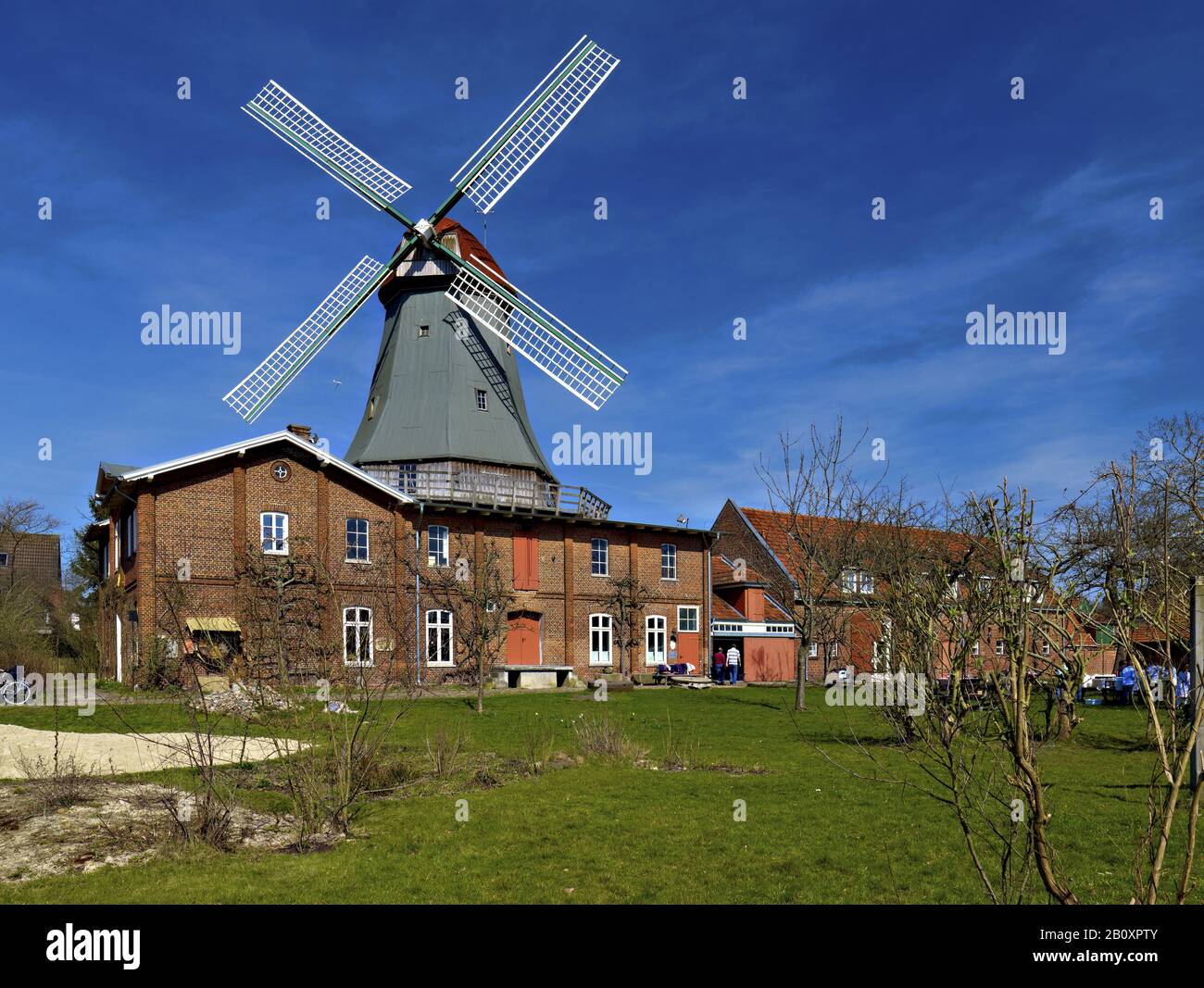 Holländermühle von Röntn, Wahrzeichen von Osterholz-Scharmbeck, Niedersachsen, Deutschland, Stockfoto