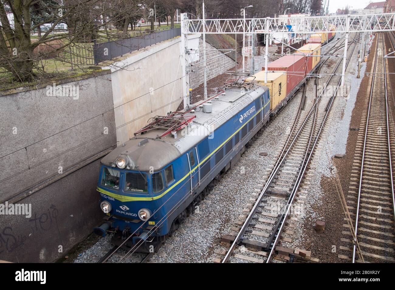 Containerzug in Gdansk, Polen. Februar 2020 © Wojciech Strozyk / Alamy Stock Photo Stockfoto