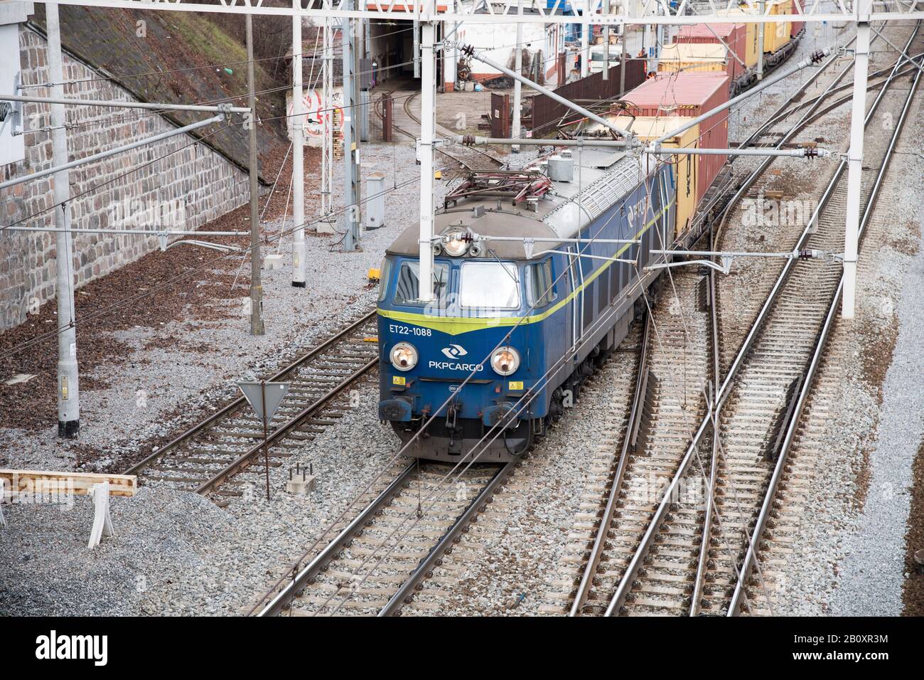 Containerzug in Gdansk, Polen. Februar 2020 © Wojciech Strozyk / Alamy Stock Photo Stockfoto