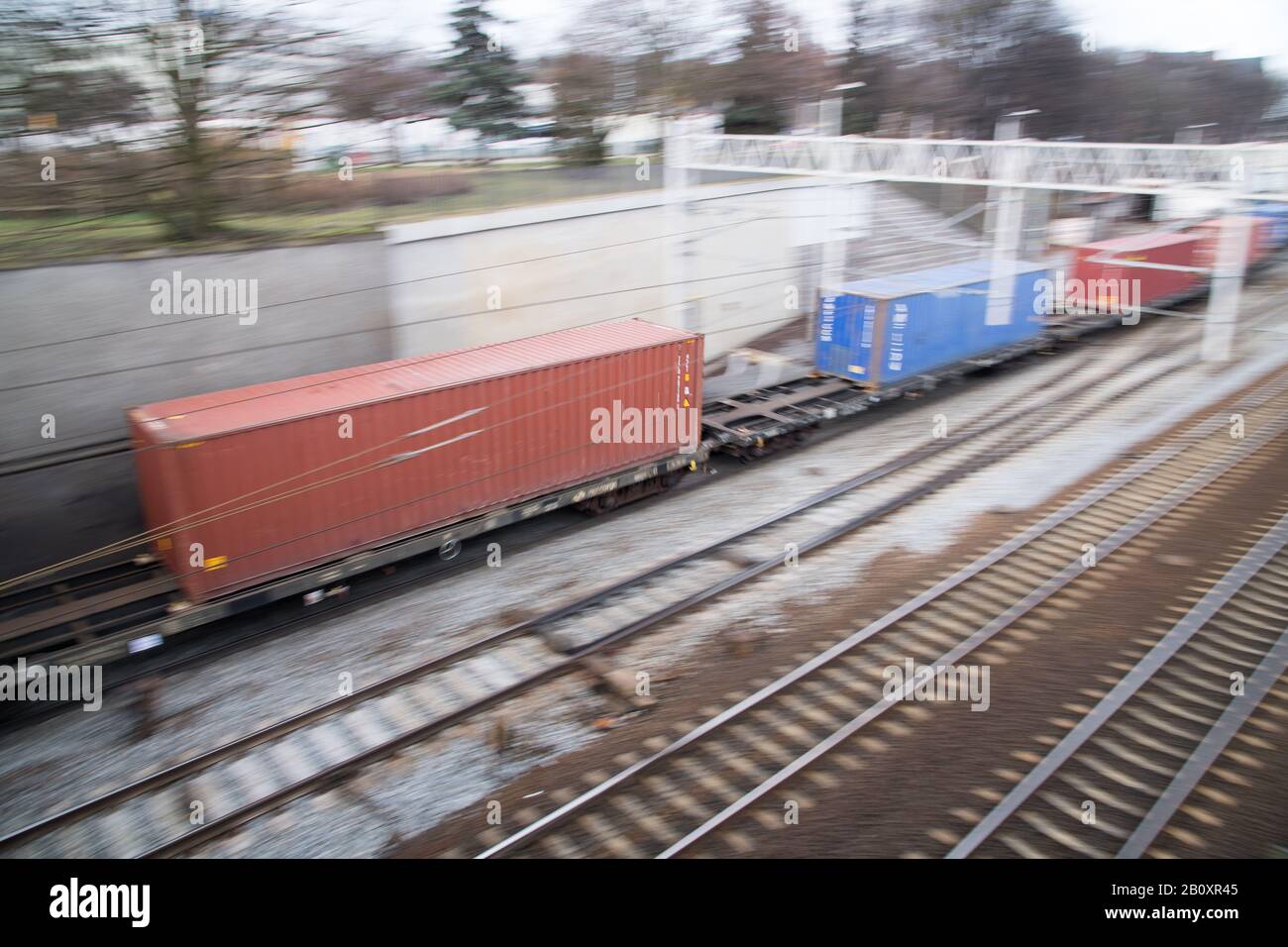 Containerzug in Gdansk, Polen. Februar 2020 © Wojciech Strozyk / Alamy Stock Photo Stockfoto