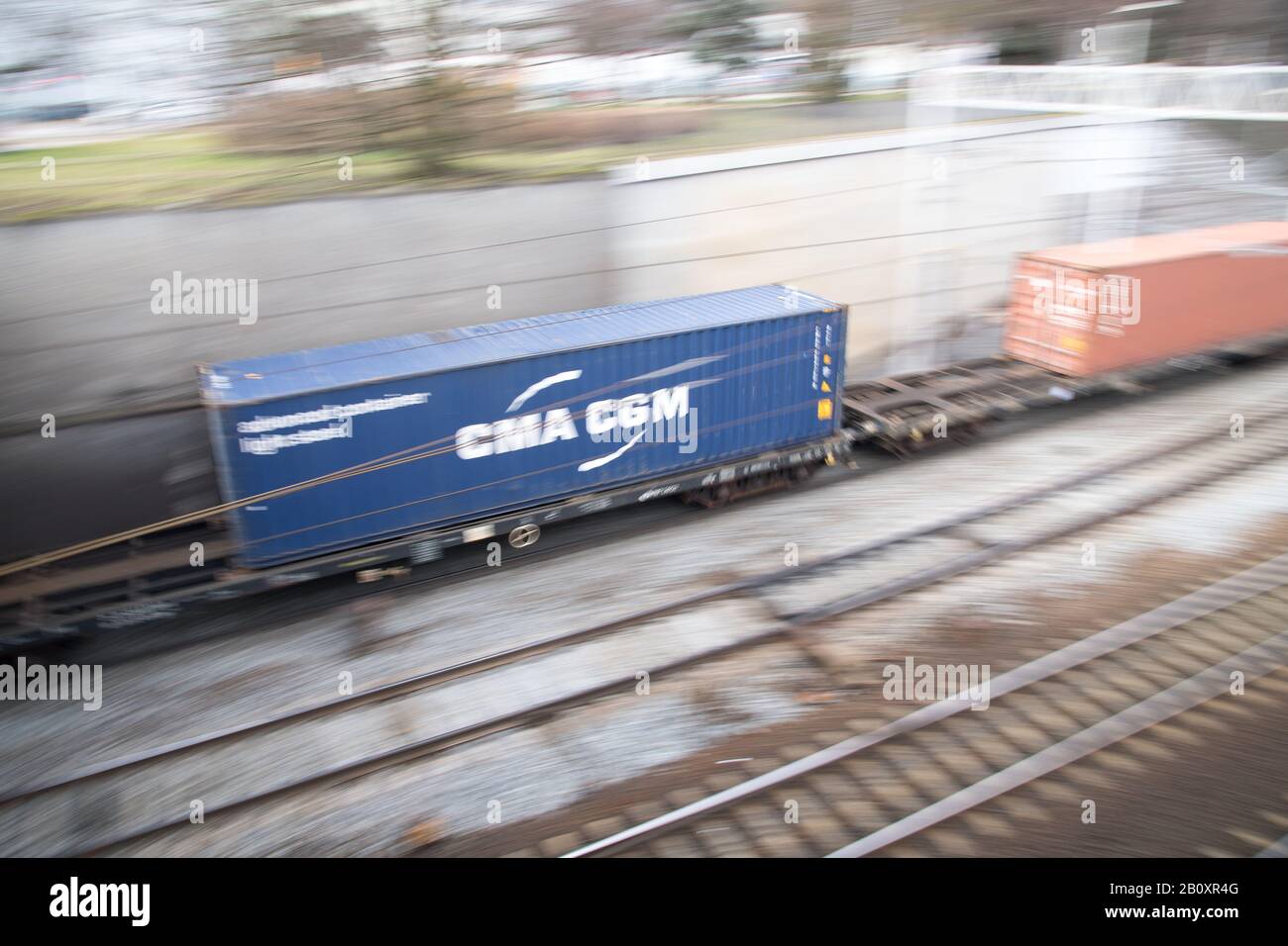 Containerzug in Gdansk, Polen. Februar 2020 © Wojciech Strozyk / Alamy Stock Photo Stockfoto
