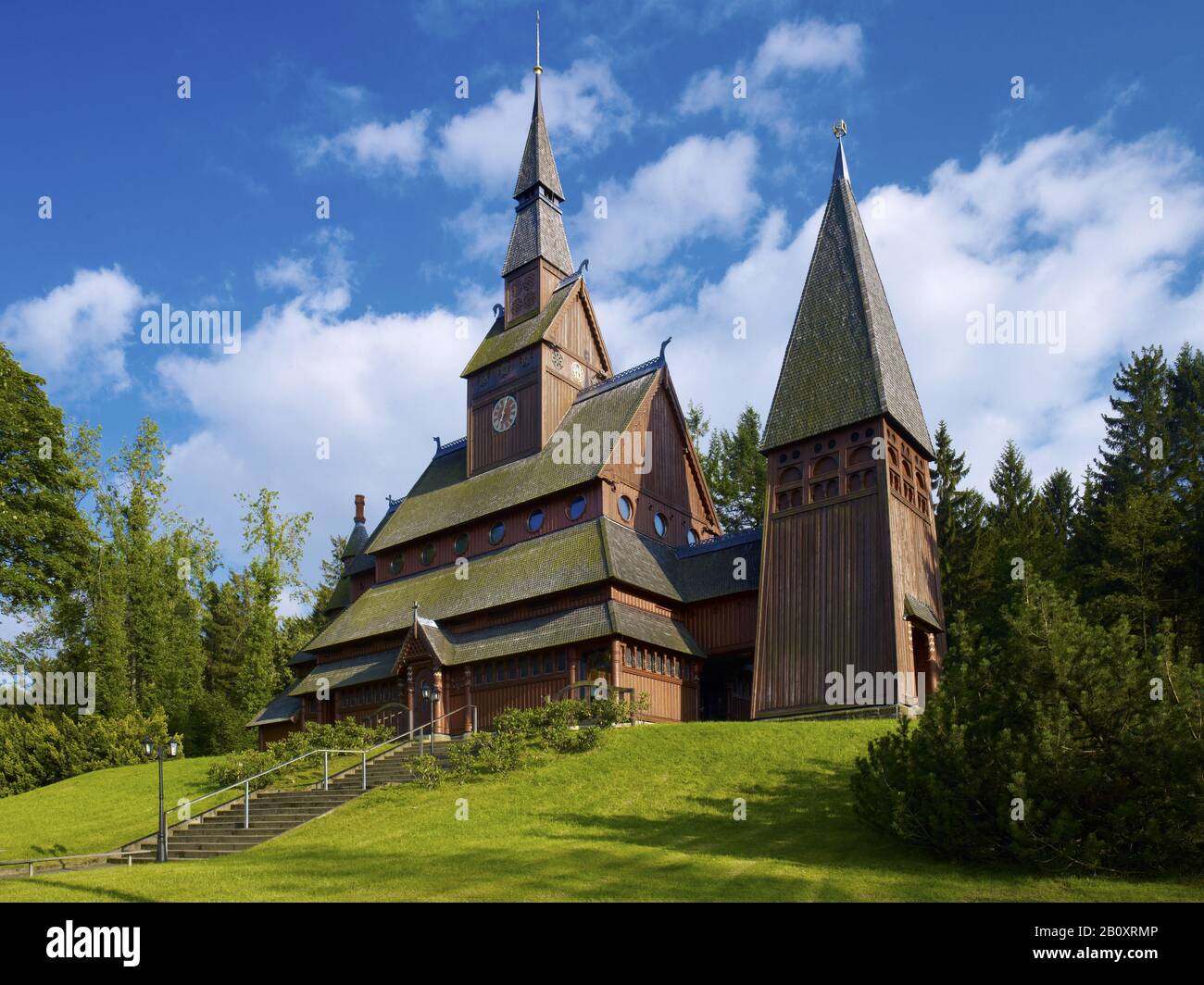 Gustav Adolf Stave Kirche in Hahnenklee, Harz, Goslar, Niedersachsen, Deutschland, Stockfoto