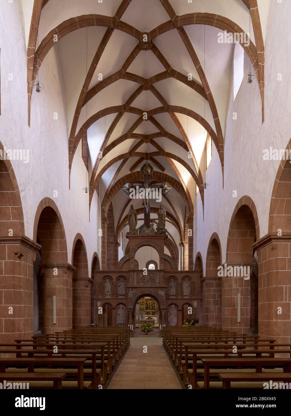 Innenansicht der Klosterkirche Wechselburg, Mittelsachsen, Sachsen, Deutschland, Stockfoto