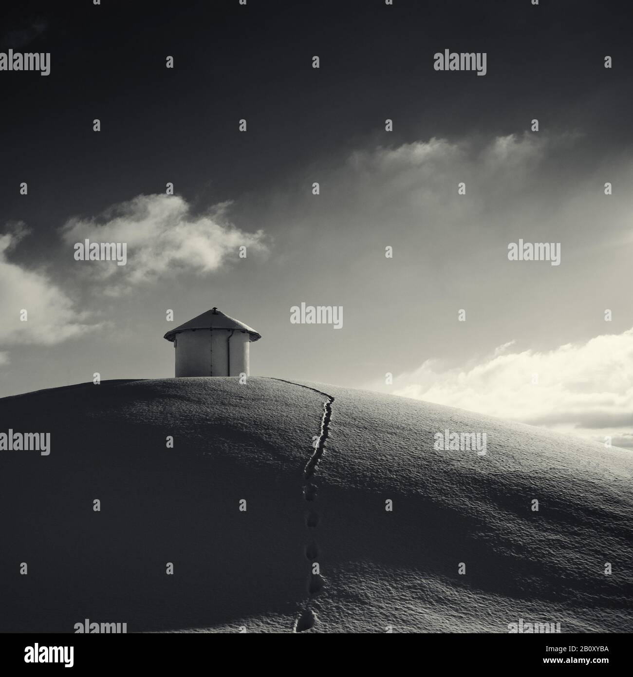 Lagerturm, Wasserspeicher im Winter, Stockfoto