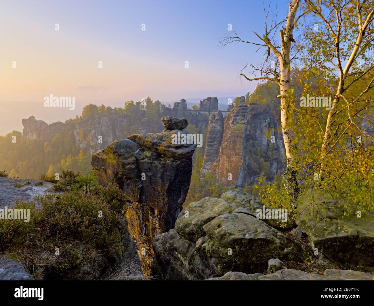 Die Nadel mit Bastion, die sächsische Schweiz, Sachsen, Deutschland, Stockfoto