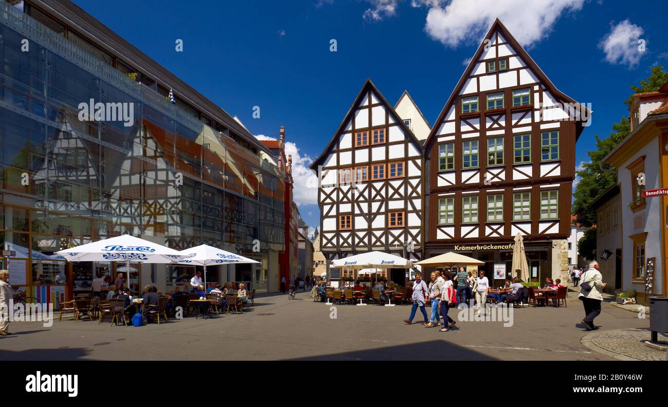 Benediktsplatz mit Blick auf die Michaelisstraße in Erfurt, Thüringen, Deutschland, Stockfoto
