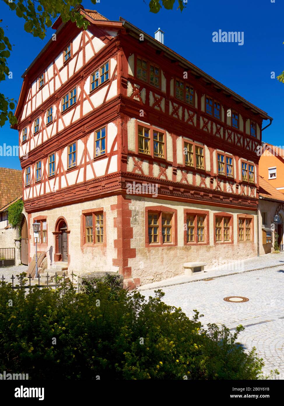 Rathaus mit Centstuben in Stockheim, Rhön-Grabfeld, Unterfranken, Bayern, Deutschland, Stockfoto