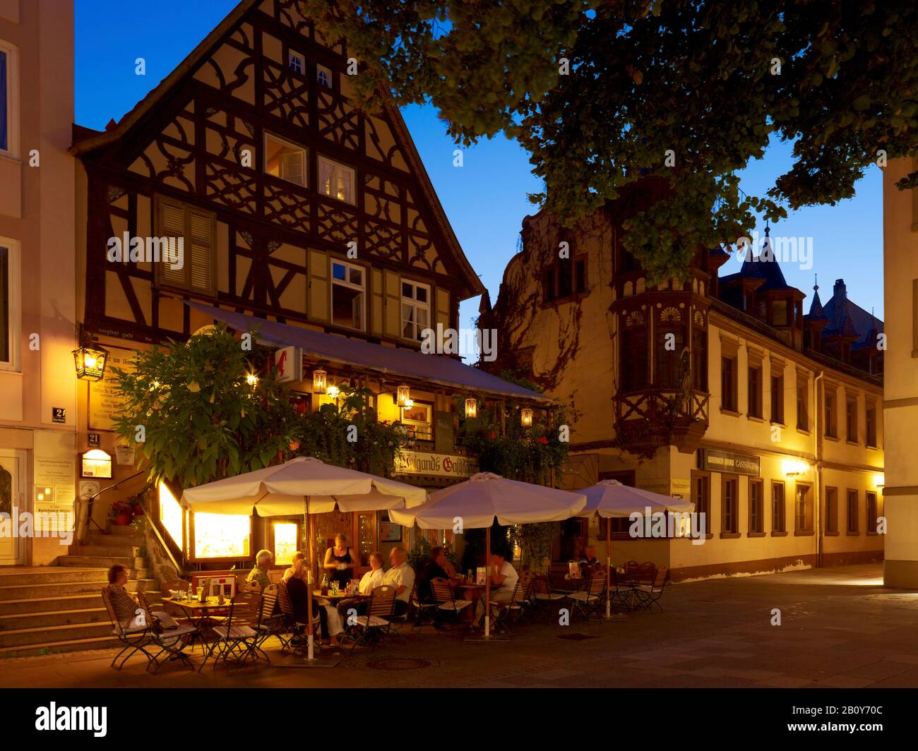 Weigands Restaurant auf dem Markt in Bad Kissingen, Unterfranken, Bayern, Deutschland, Stockfoto