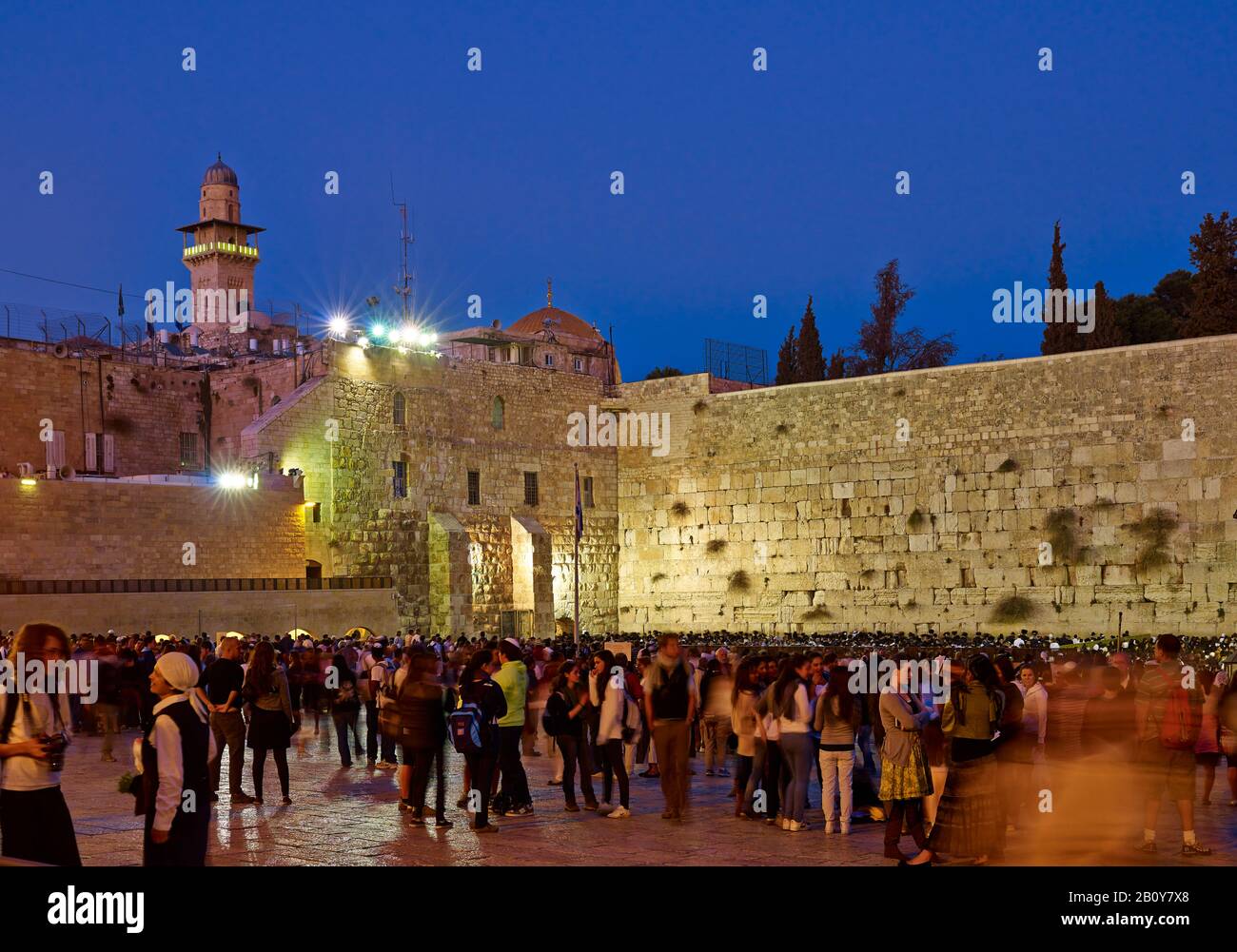 Westliche Mauer mit Tempelberg in Jerusalem, Israel, Stockfoto