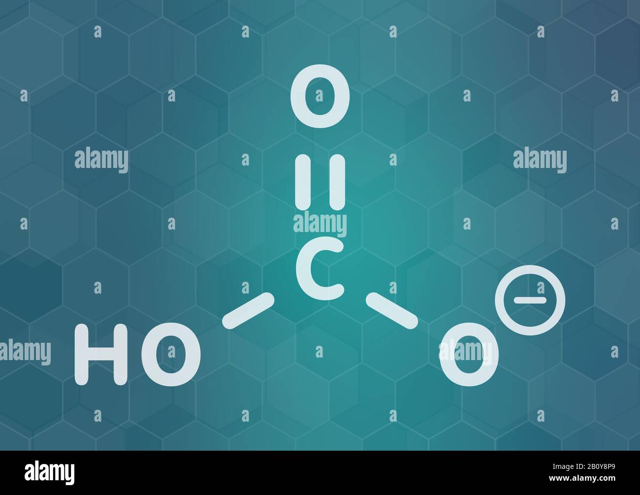 Chemische Struktur des Bicarbonat-Anions, Abbildung Stockfoto