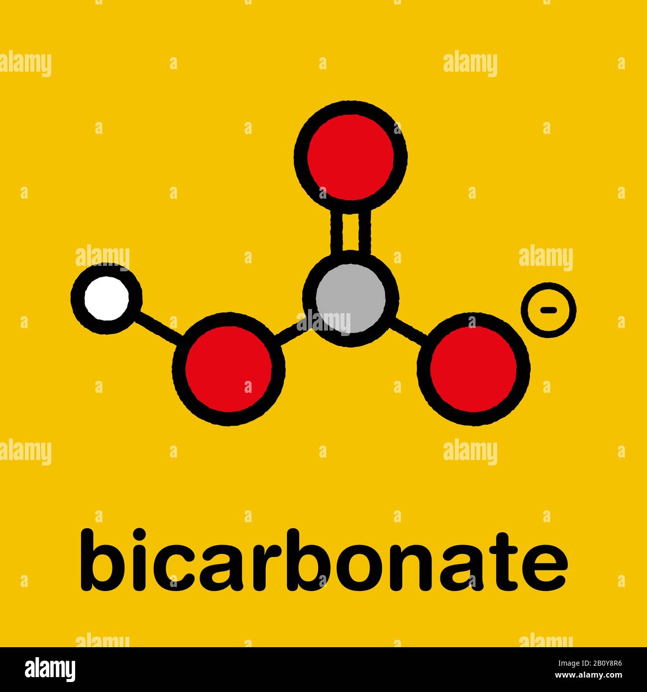 Chemische Struktur des Bicarbonat-Anions, Abbildung Stockfoto