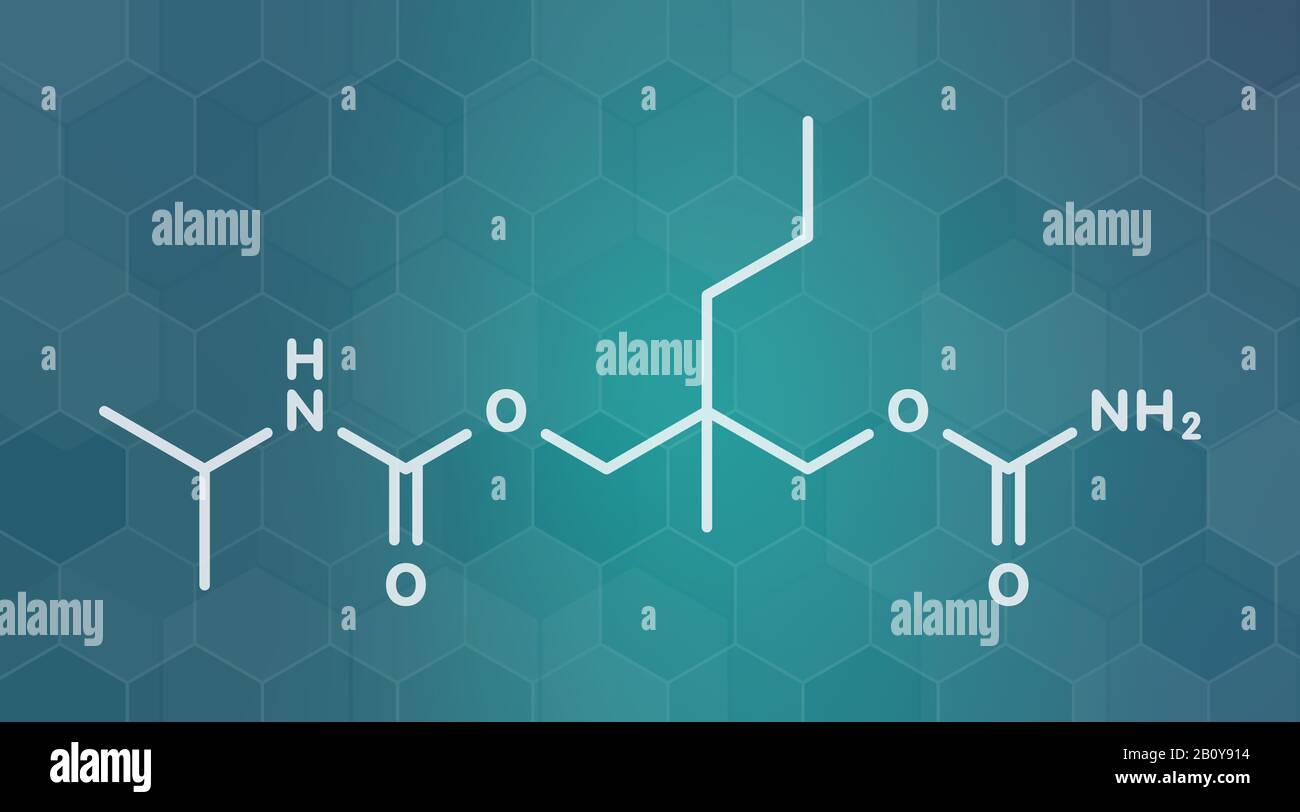 Medikamentenmolekül Carisoprodol, Abbildung Stockfoto