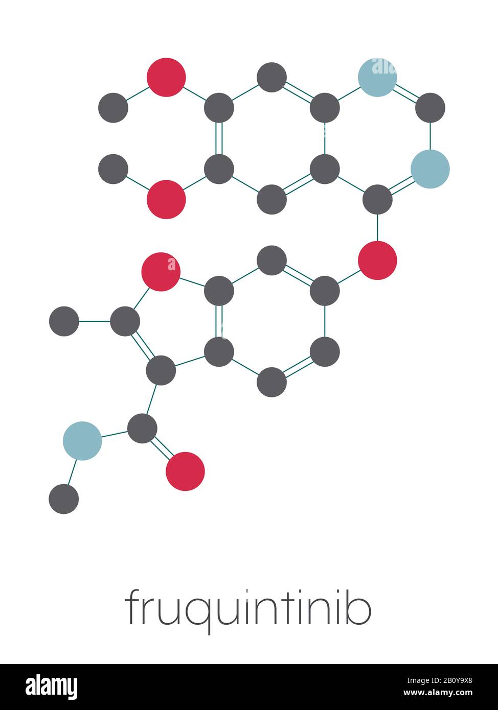 Fruquintinib Krebsmedikament Molekül, Illustration Stockfoto