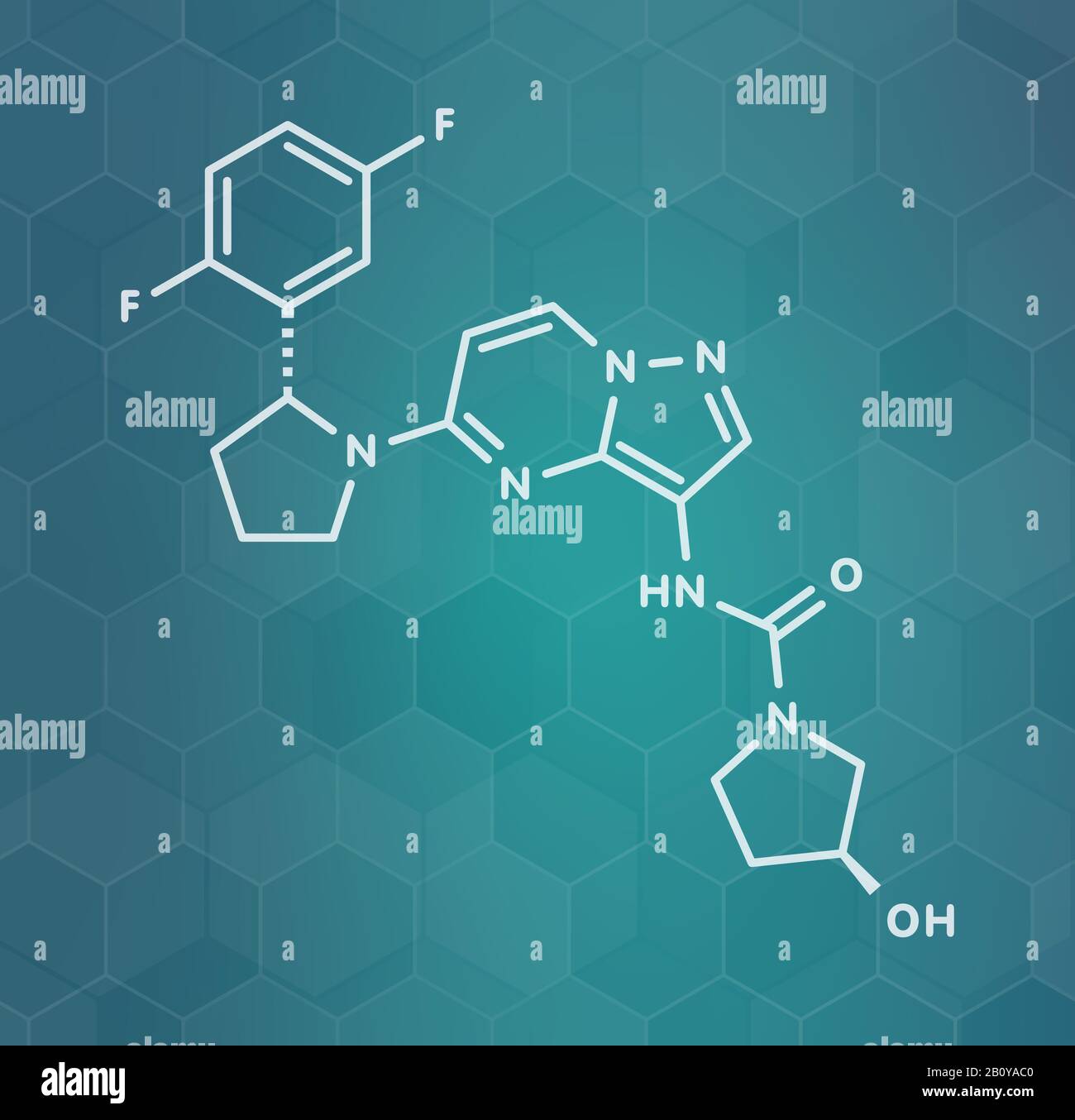 Larotrectinib Krebsmedikament Molekül, Abbildung Stockfoto