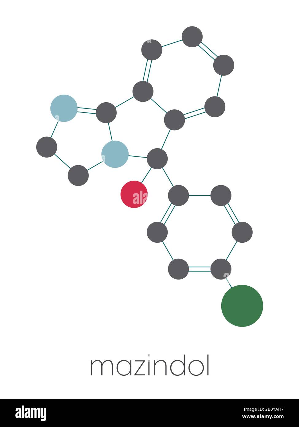 Mazindol Appetit Suppressant Drug Molecule, Illustration Stockfoto
