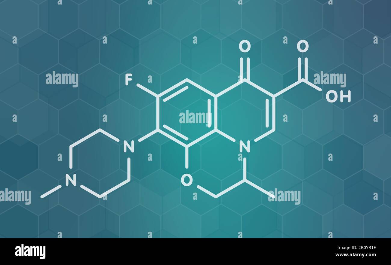 Ofloxacin Fluorchinolon antibiotisches Wirkstoffmolekül Stockfoto