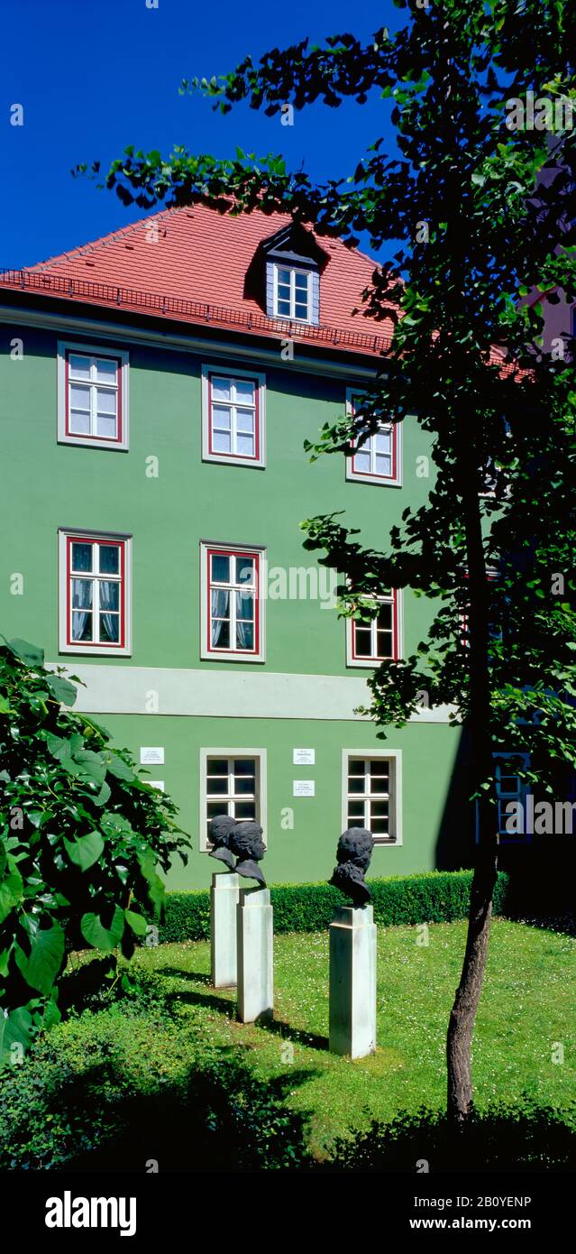 Romantisches Haus in Jena, ehemaliges Wohnhaus mit Hörsaal des Philosophen JG Fichte, Thüringen, Deutschland, Stockfoto