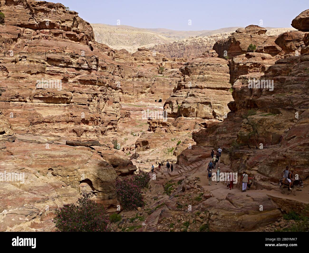 Abstieg aus ad-Deir in der Rockstadt Petra, Jordanien, Naher Osten, Stockfoto