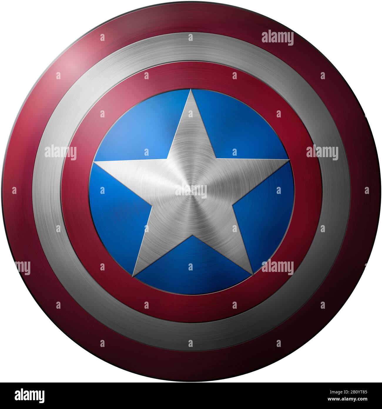 Kapitän-Amerika-Schild isoliert auf weißem Hintergrund 3d-Abbildung Stockfoto