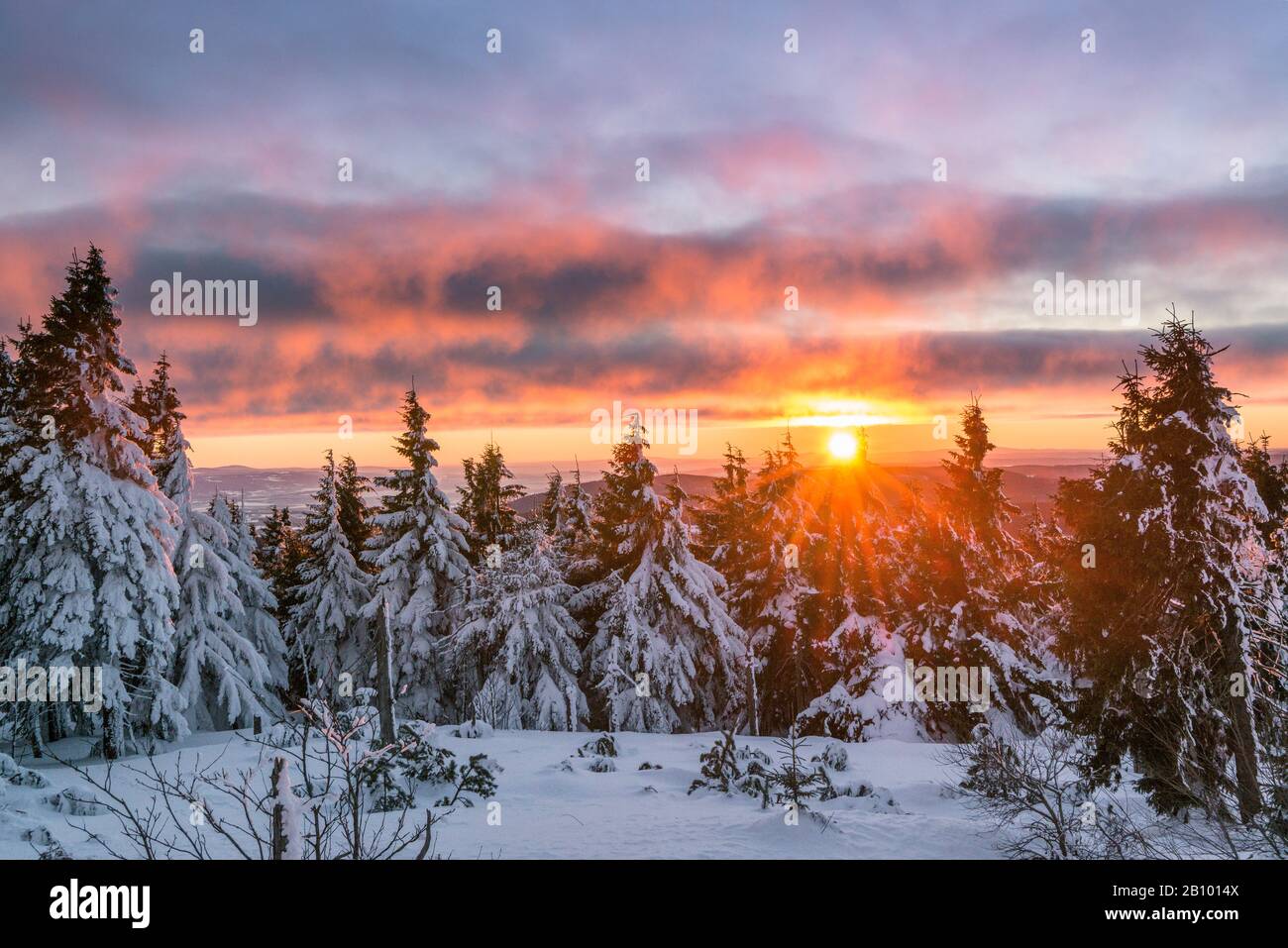 Klinovec, Karlsbader Region, Erzgebirge, Tschechien Stockfoto