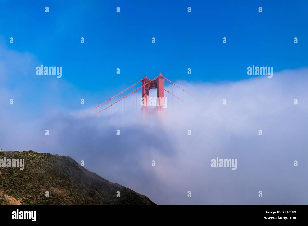 Golden Gate Bridge im Nebel, San Francisco, Kalifornien, USA Stockfoto