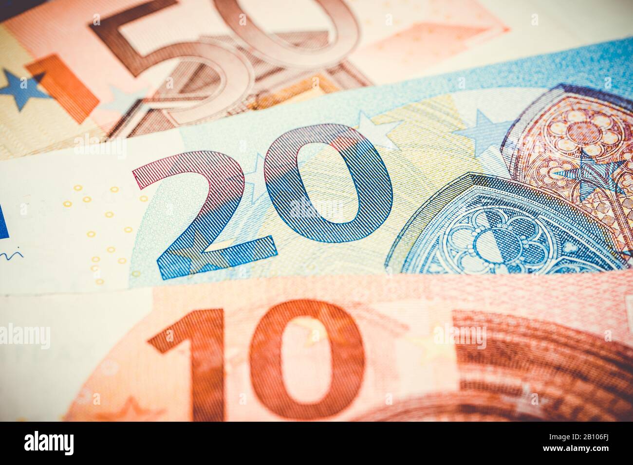 10 20 und 50 Euro Rechnung Stockfoto