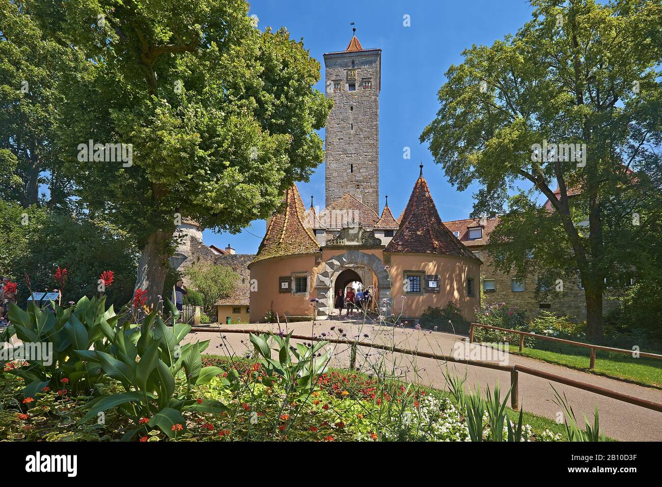 Burgtor am Schlossgarten in Rothenburg ob der Tauber, Mittelfranken, Bayern, Deutschland Stockfoto