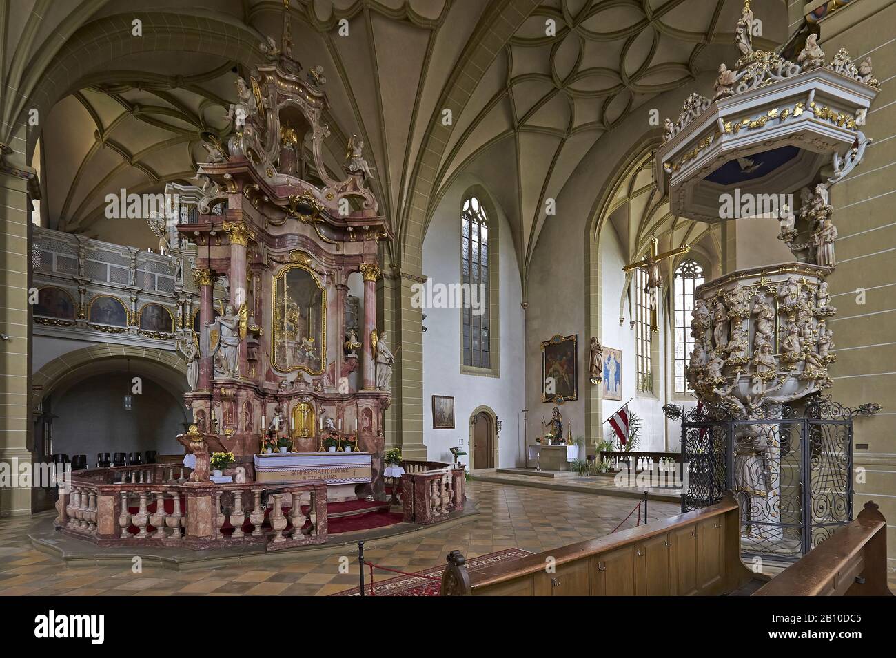 Gnadenaltar in der Wallfahrtskirche Maria im Sand bei Dettelbach, Unterfranken, Bayern, Deutschland Stockfoto