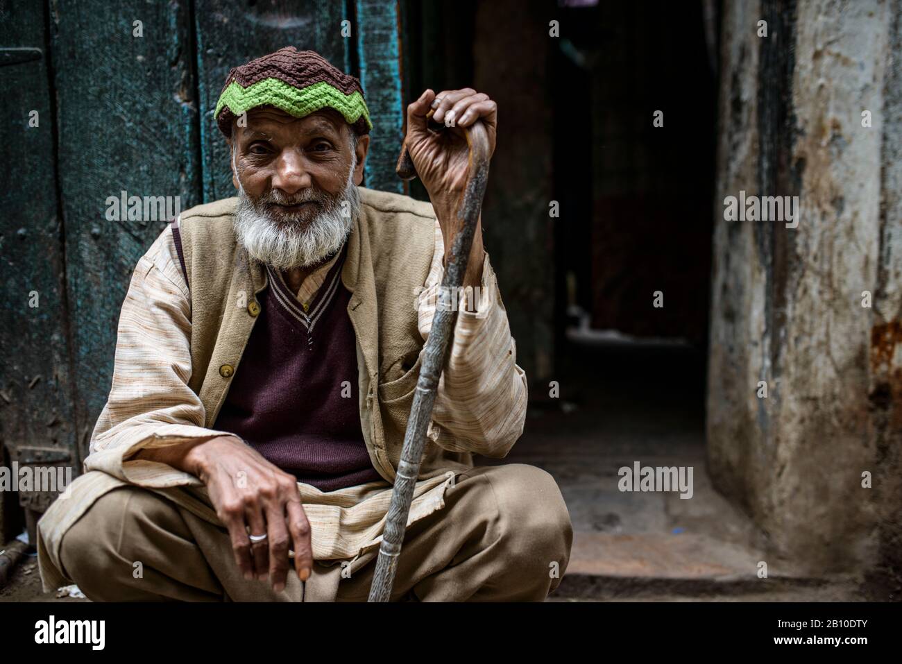 Alter Mann in den Straßen Von Old Delhi, Indien Stockfoto